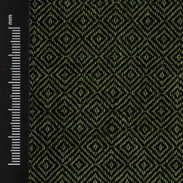 Wool & Linen Fabric Diamond Pistachio Green Black - WLGD 12/01