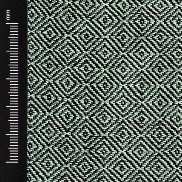 Wool & Linen Fabric Diamond Pistachio Green Black - WLGD 11/01