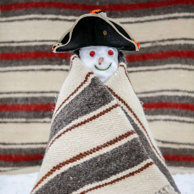Snowman in hand woven blanket