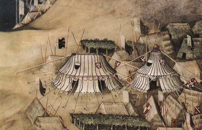 Simone Martini - Guidoriccio da Fogliano - Pavilions tents