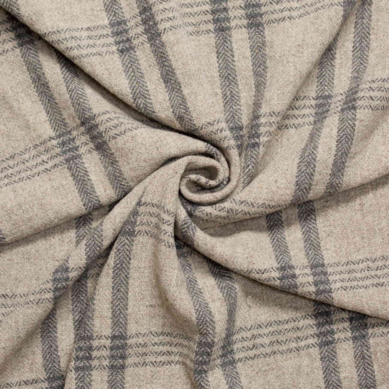Wool Heavy Herringbone Checkered Hallstatt no 74 - Light Beige