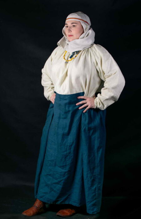 Gniazdovo, Grave C-301 dress, blue linen