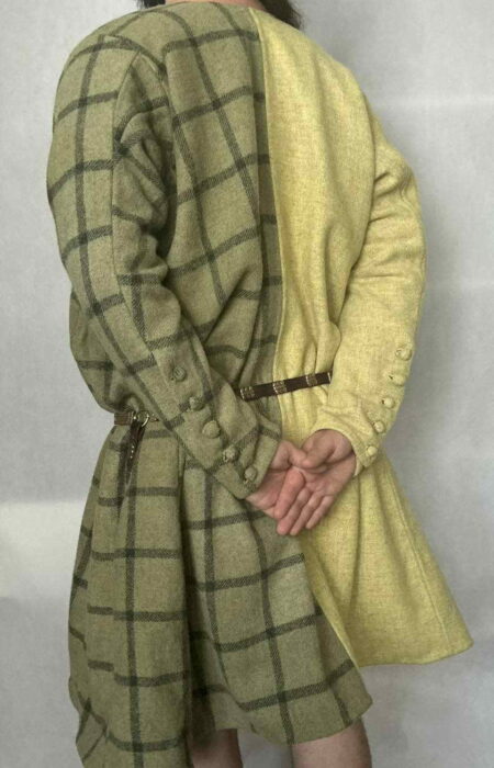 XV century robe, pland dyed, mi parti, ożywione