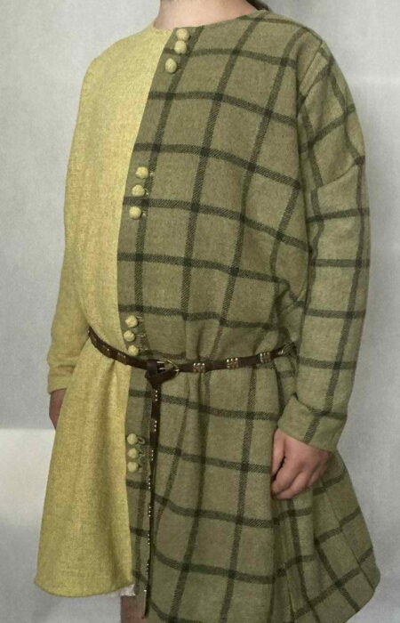 XV century robe, pland dyed, mi parti, ożywione